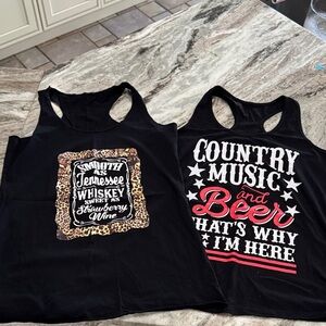 Set of country music concert print tank tops. New.